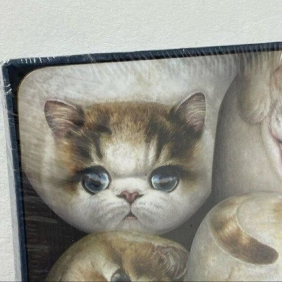 Henry Cats & Friends Cat Coaster ( Set Of 4 ) By Artist Henry Lee Whimsical Gift - Picture 3 of 13